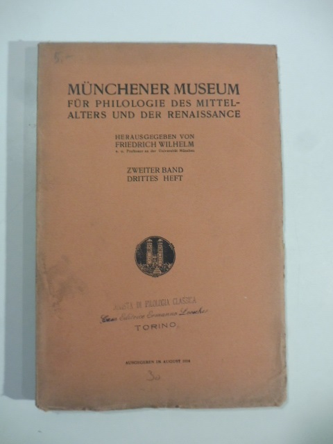 Munchener Museum fur philologie des Mittelalters und der Reinassance. Zweiter band